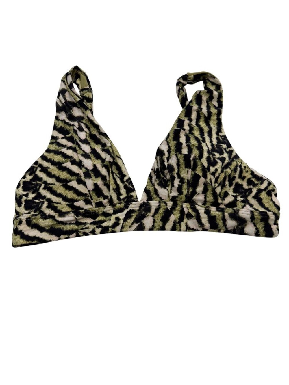 NWT Seafolly Australia Leopard Print Halter Bikini Top Size 16 Recycled Nylon Bl